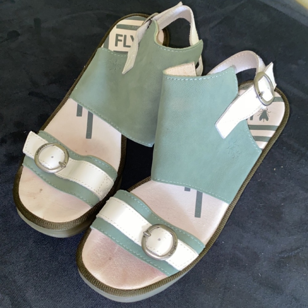 FLY London Leather Ankle Strap Transparent Wedges - Jeno